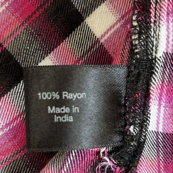 Lane Bryant Top Women 22/24 Pink Black Plaid Button Up Roll Tab Tunic Cabin Farm - Picture 4 of 16